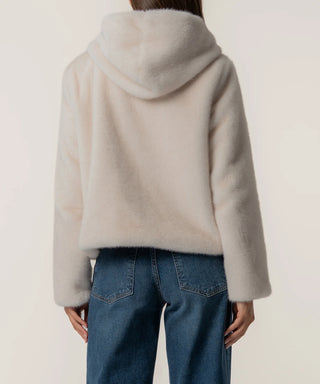 Kut from the Kloth Saskia Hooded Faux Fur Jacket in Ivory