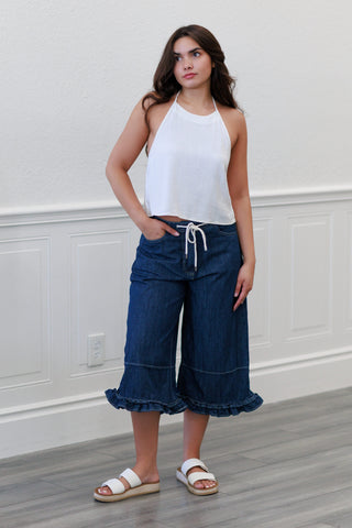 Costa Frill Wide Denim Pants