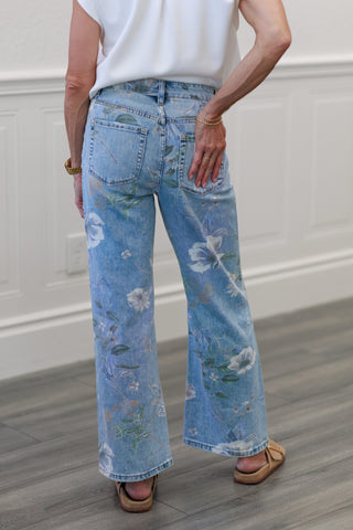 Vintage Floral Super High Rise Flare Jeans