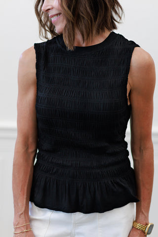 Smocked Ruffle Hem Sleeveless Top