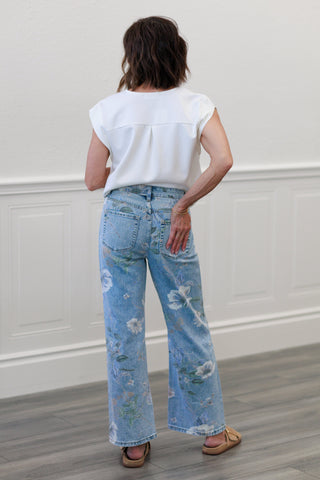 Vintage Floral Super High Rise Flare Jeans