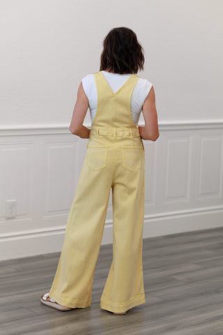 Retro Wide Leg Overall Jumpsuit | Yellow