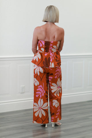 Botanical Strapless Top in Rust