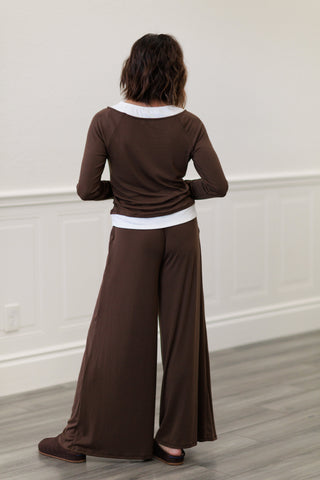 Baby Rib Palazzo Pants – Wide-Leg Pants