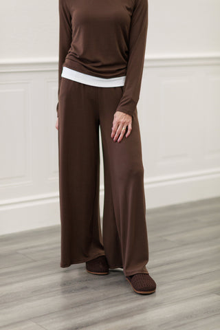 Baby Rib Palazzo Pants – Wide-Leg Pants