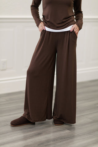 Baby Rib Palazzo Pants – Wide-Leg Pants