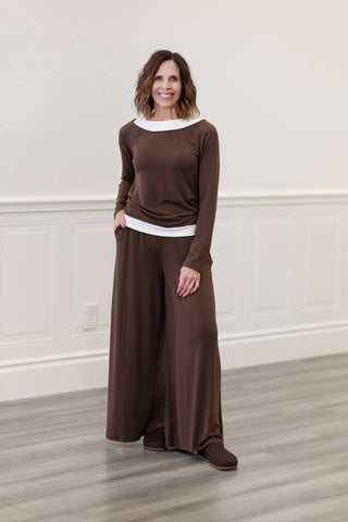 Baby Rib Palazzo Pants – Wide-Leg Pants