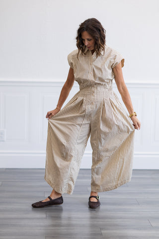 Sleeveless Wide Leg Stripe Jumpsuit