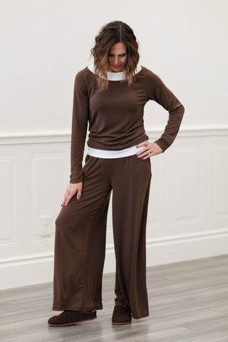 Baby Rib Palazzo Pants – Wide-Leg Pants