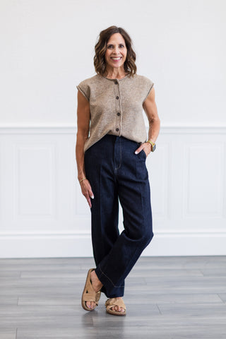 Button Front Knit Sweater Vest