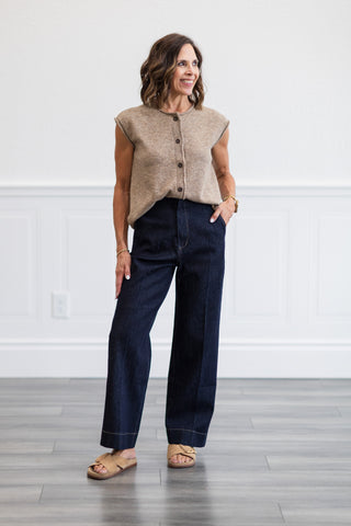 Button Front Knit Sweater Vest