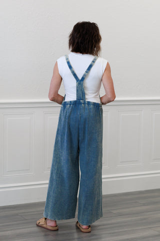Cotton Gauze Jumpsuit in Dusty Blue