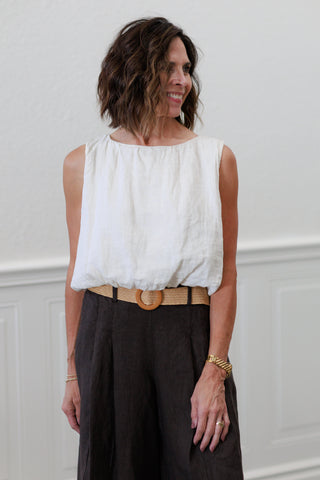 100% Linen Wide Leg Bermuda Shorts in Chocolate