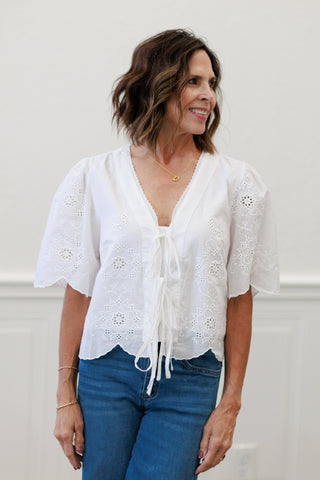 Vine & Love Scalloped Edge Cotton Eyelet Top