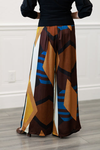 Asymmetric Geo Print Pants with Pockets – by Milio Milano