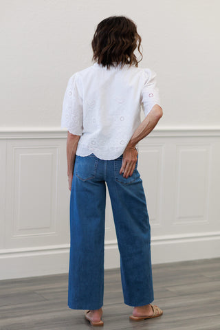 Vine & Love Scalloped Edge Cotton Eyelet Top