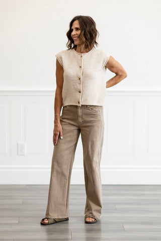 Meg High Rise Wide Leg in Milk Tea