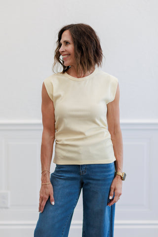 Terry Rib Side Ruched Tank