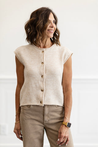 Button Front Knit Sweater Vest