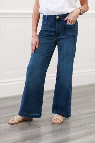 Kut From The Kloth Meg High Rise with Patch in Dk. Denim