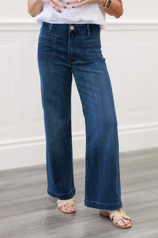 Kut From The Kloth Meg High Rise with Patch in Dk. Denim