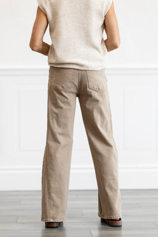 Meg High Rise Wide Leg in Milk Tea