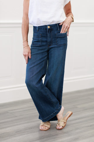 Kut From The Kloth Meg High Rise with Patch in Dk. Denim