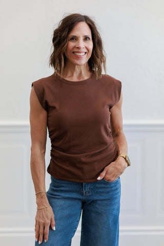 Terry Rib Side Ruched Tank