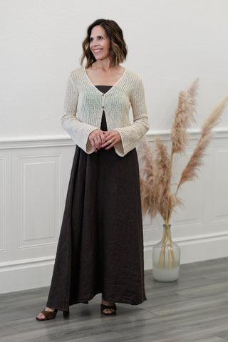 Bell Sleeve Front Crochet Knit Cardigan