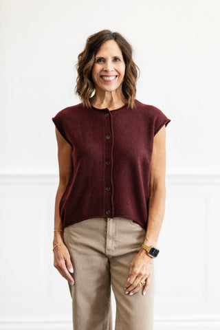 Button Front Knit Sweater Vest