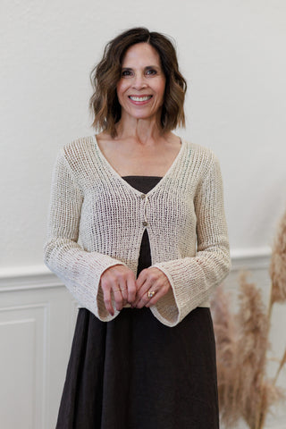 Bell Sleeve Front Crochet Knit Cardigan