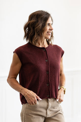 Button Front Knit Sweater Vest