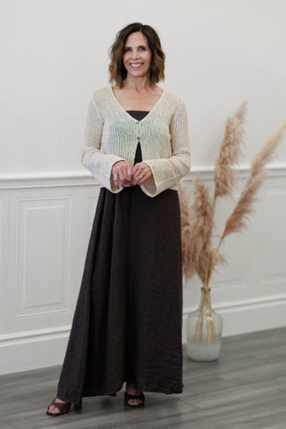 Bell Sleeve Front Crochet Knit Cardigan