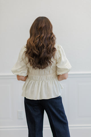 Puff Sleeve Smocked Bodice Top