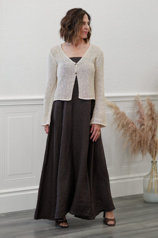 Bell Sleeve Front Crochet Knit Cardigan