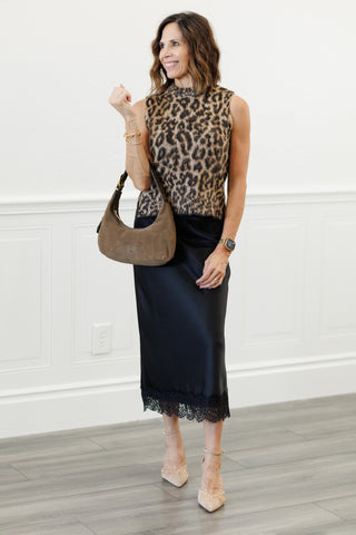 Elan Cheetah Sleeveless Crewneck Sweater Top