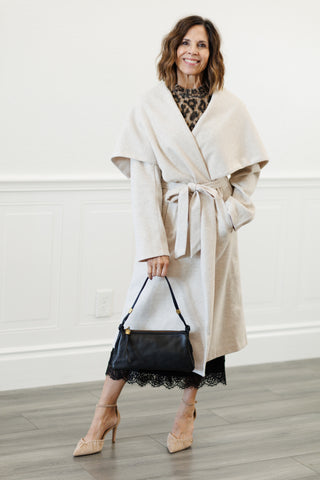 Elizabeth Shawl Collar Long Coat in Oatmeal