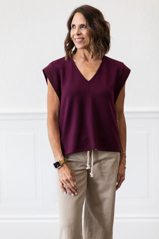 Solid Cap Sleeve Top