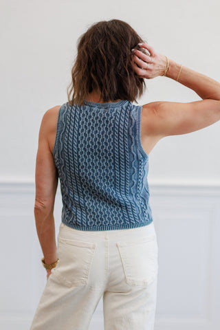 Cable Knit Crop Sweater Tank