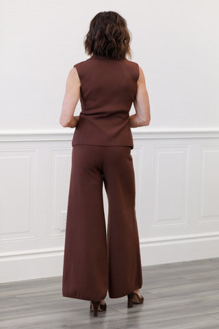 Straight Let Knit Pants in Brown