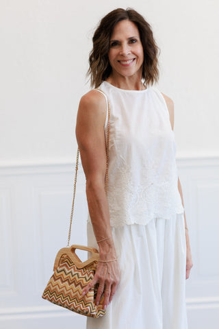 Eyelet Hem Tank Top in White
