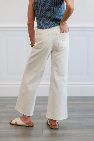 Ecru High Rise Wide Leg Flare Jeans