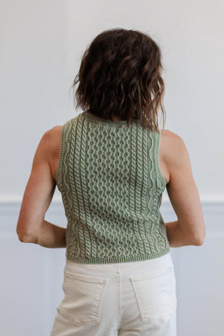 Cable Knit Crop Sweater Tank