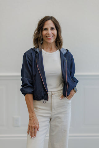 Indigo Denim Zip Front Hooded Jacket