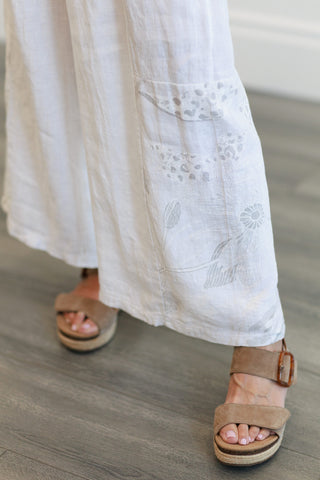 White Wide Leg Linen Pant in White
