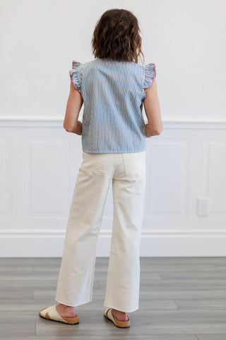 Ecru High Rise Wide Leg Flare Jeans