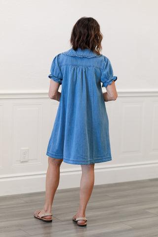 Ruffle Collar Denim Dress