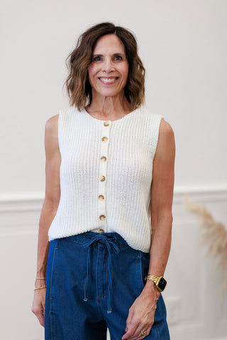 Button Front Knit Sweater Vest