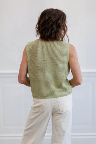 Button Front Knit Sweater Vest | Light Khaki / Light Olive