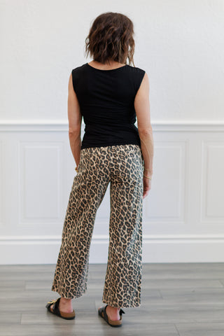 Animal Print Crop Wide Leg Jeans
